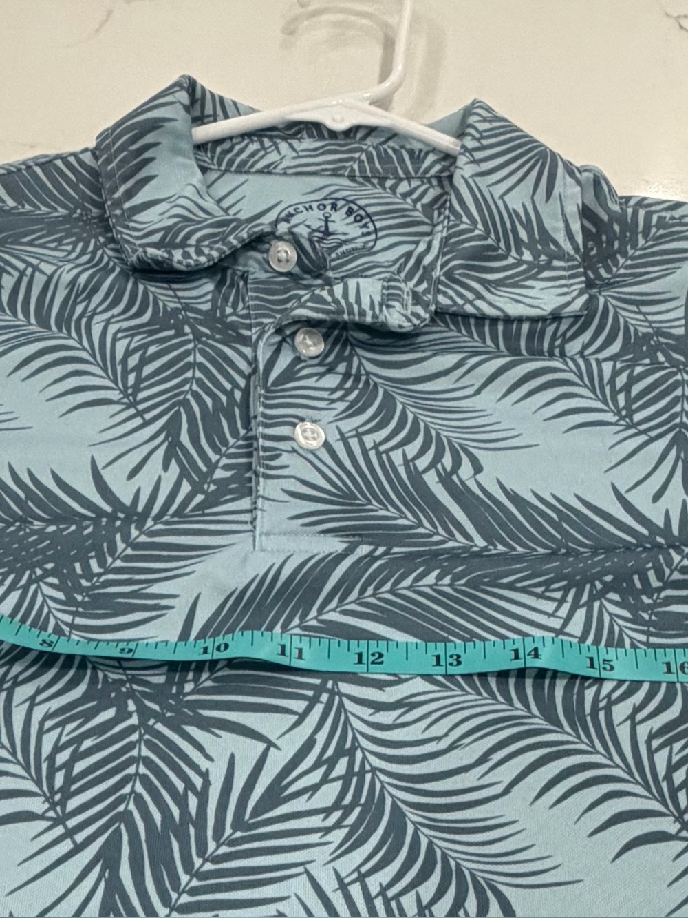 Anchor Boys Palm Leaves Tech Performance Polo Shirt Men's Size M Blue Teal - Picture 5 of 9